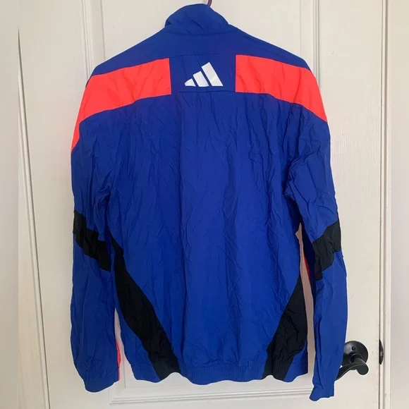 Adidas Woven Tape Jacket Water Resistant Wind Breaker - Men’s Small - Royal Blue - Picture 4 of 16
